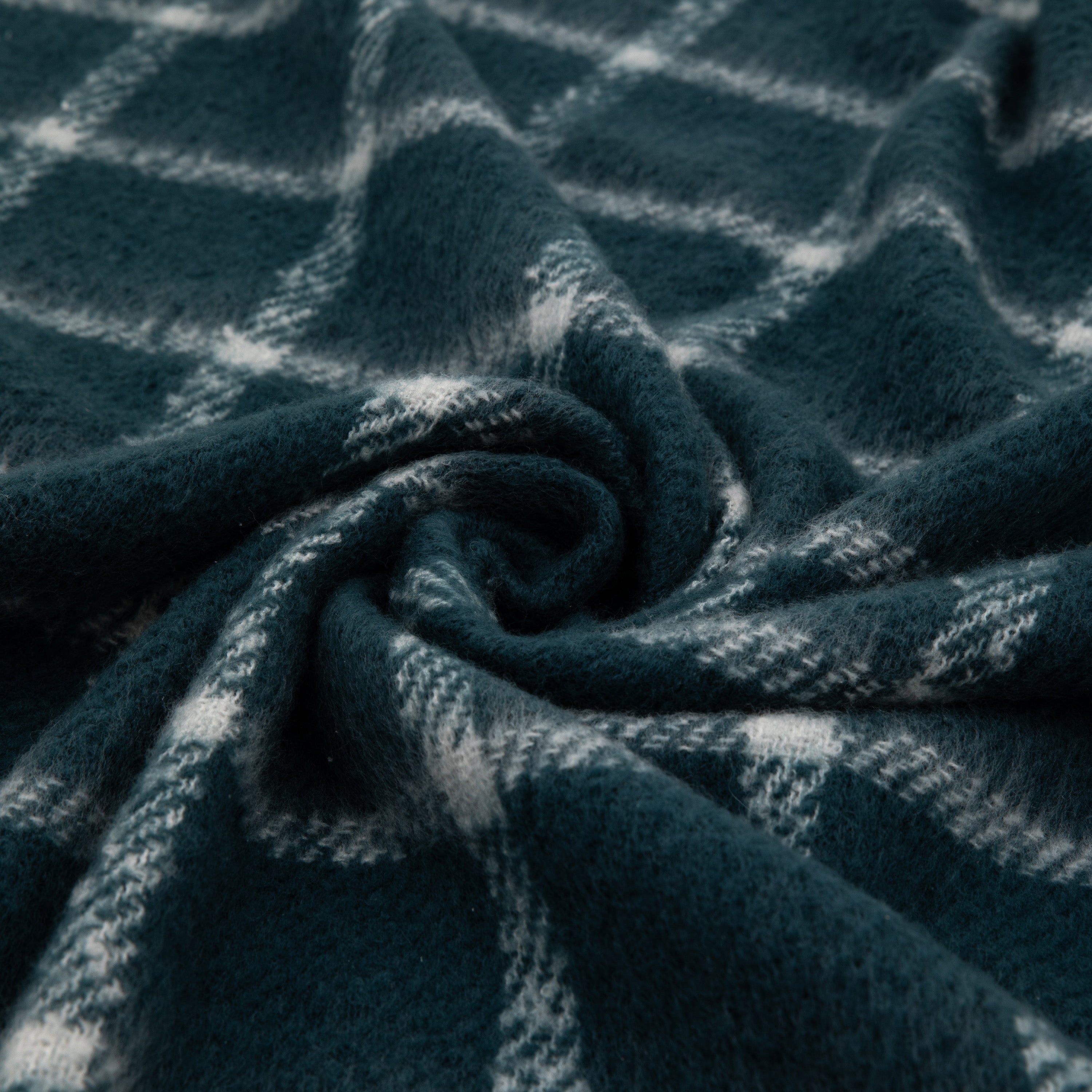 Poly Blue Mohair Check Throw